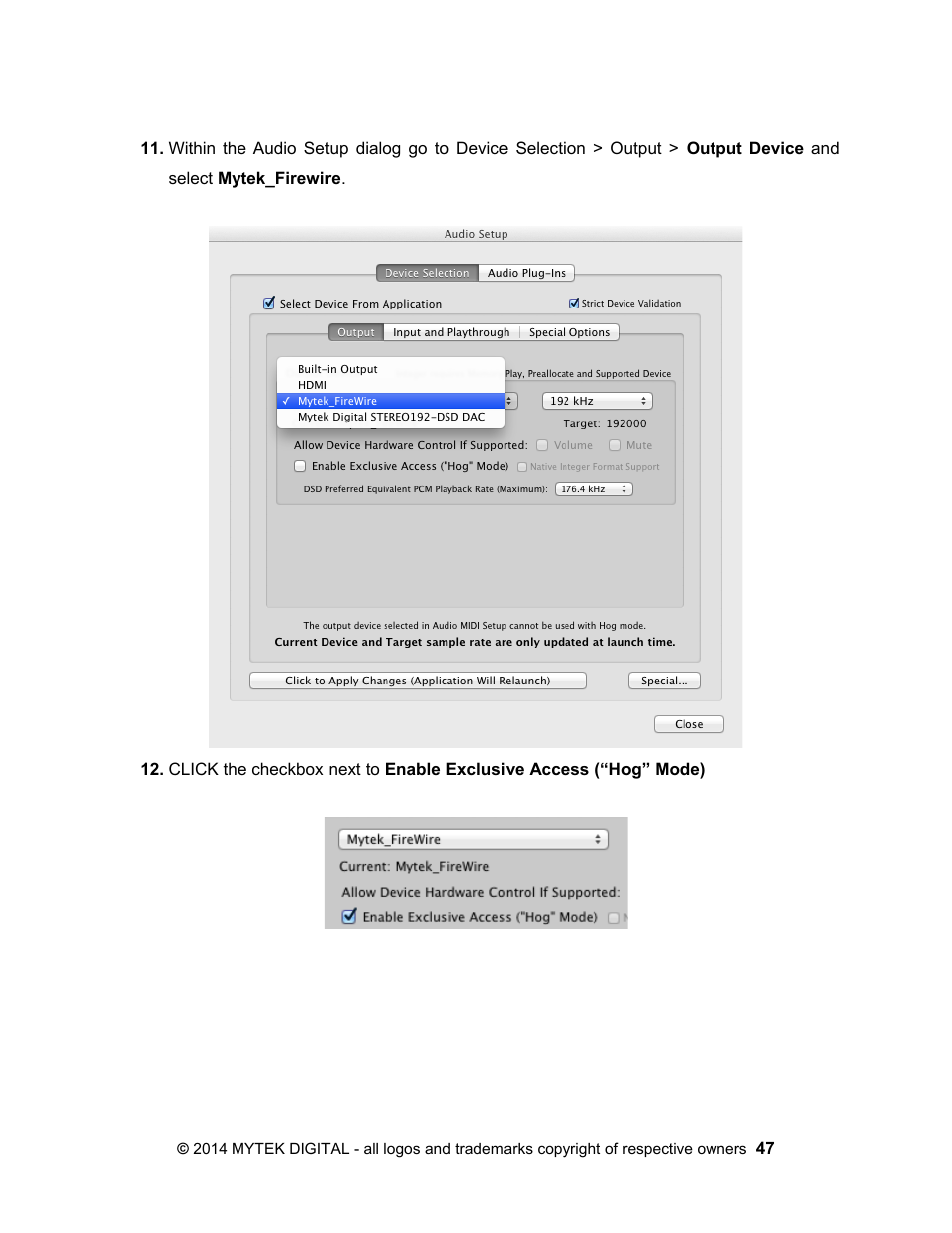 Mytek Digital Stereo 192- DSD DAC Software (v.2) User Manual | Page 47 / 78