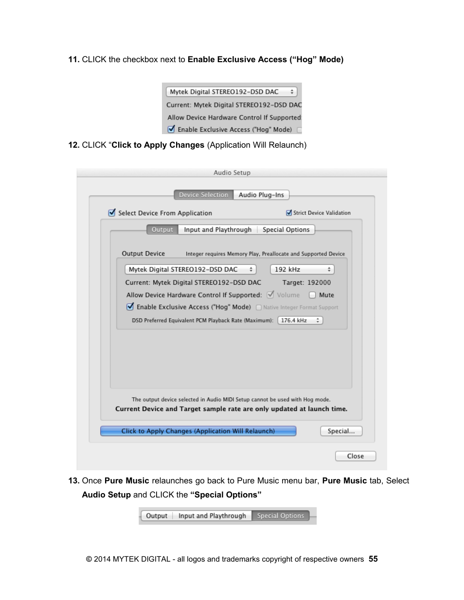 Mytek Digital Stereo 192- DSD DAC Software (v.2) User Manual | Page 55 / 78
