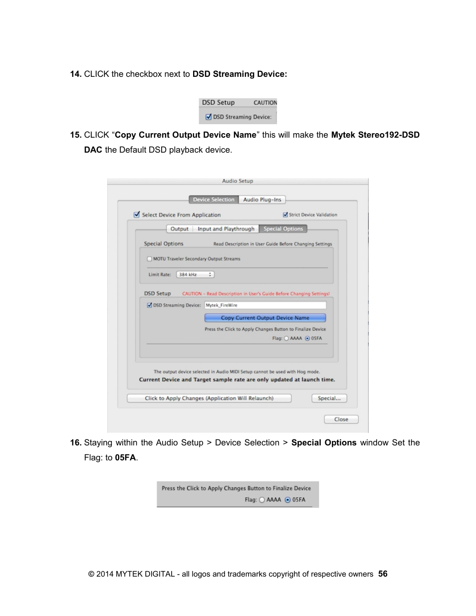 Mytek Digital Stereo 192- DSD DAC Software (v.2) User Manual | Page 56 / 78