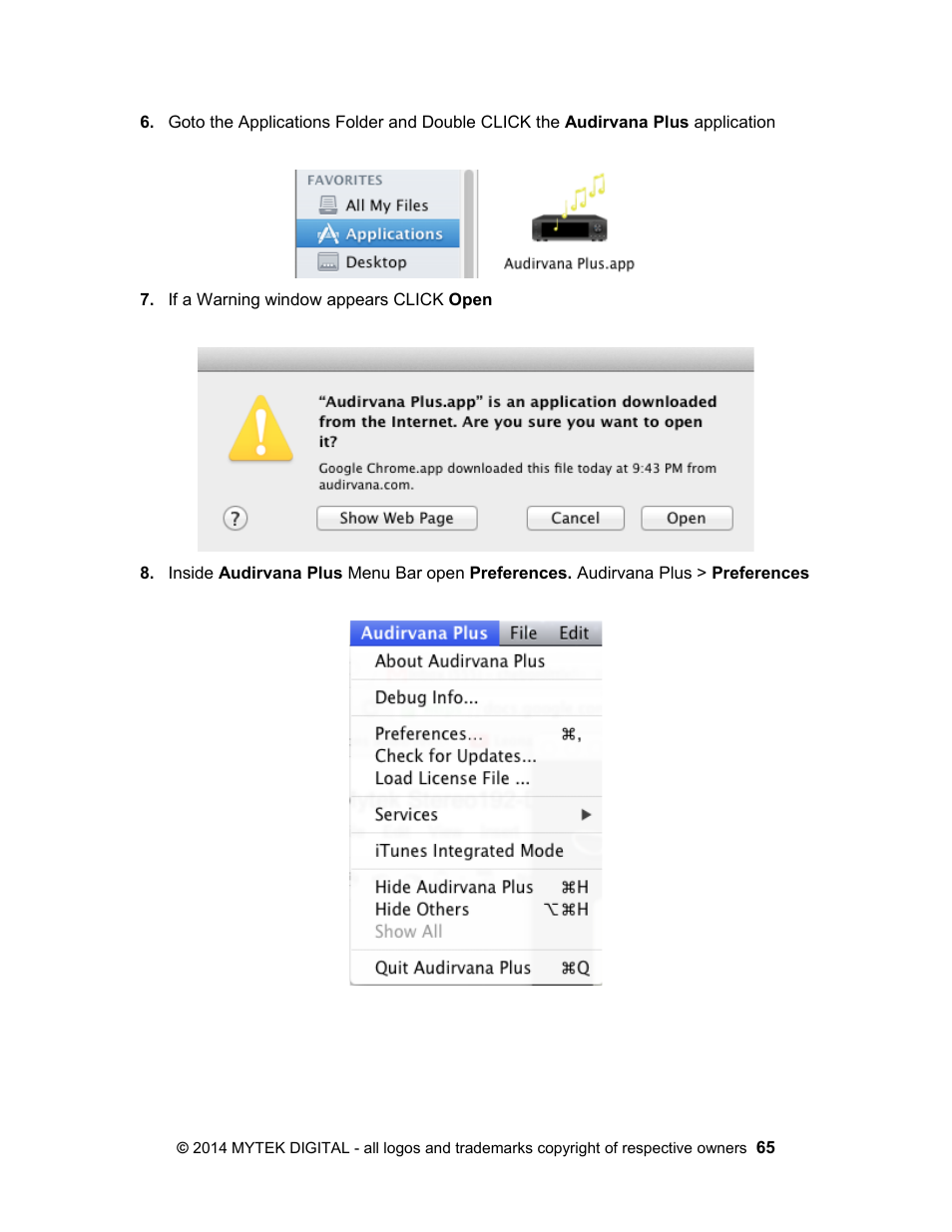 Mytek Digital Stereo 192- DSD DAC Software (v.2) User Manual | Page 65 / 78