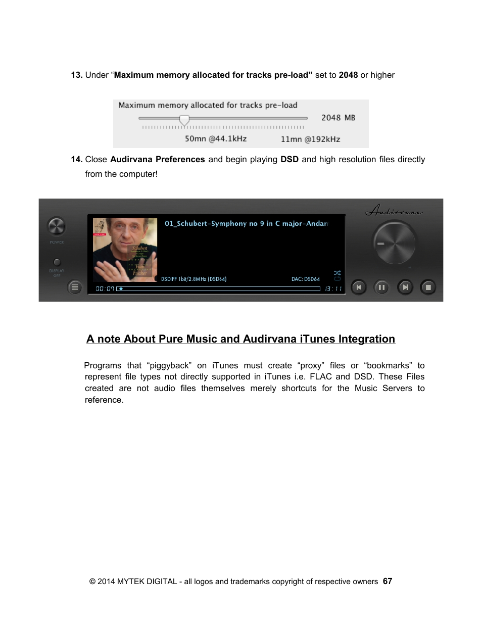 Mytek Digital Stereo 192- DSD DAC Software (v.2) User Manual | Page 67 / 78