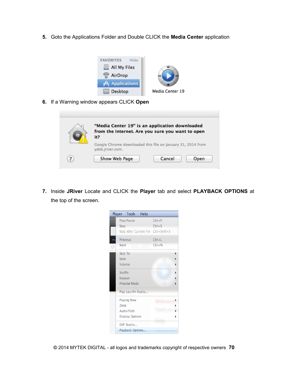 Mytek Digital Stereo 192- DSD DAC Software (v.2) User Manual | Page 70 / 78