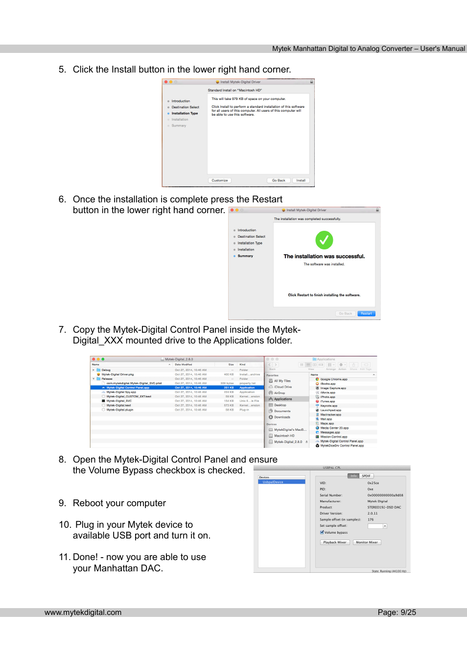Mytek Digital Manhattan DAC (v.1.3) User Manual | Page 10 / 26