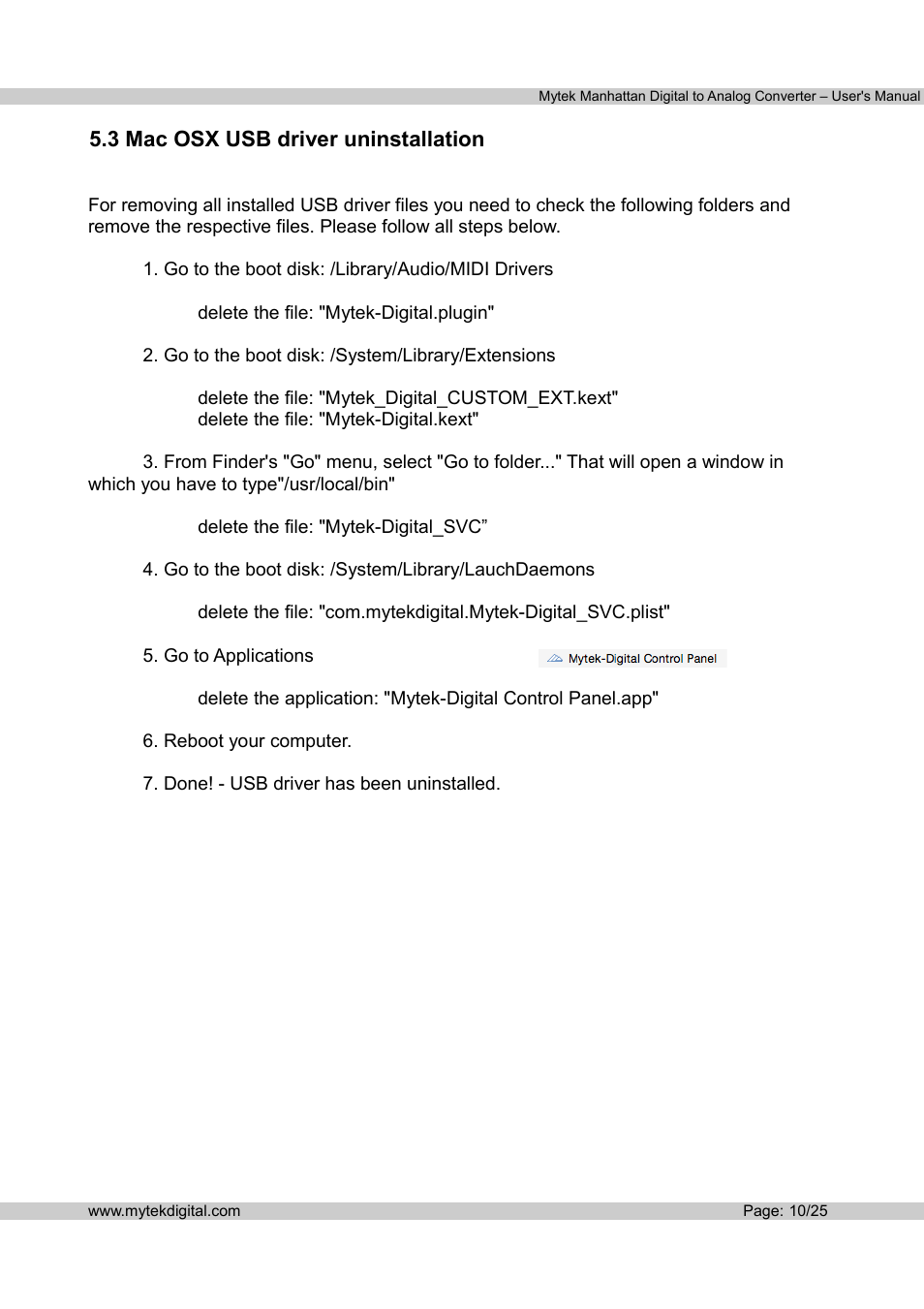 Mytek Digital Manhattan DAC (v.1.3) User Manual | Page 11 / 26