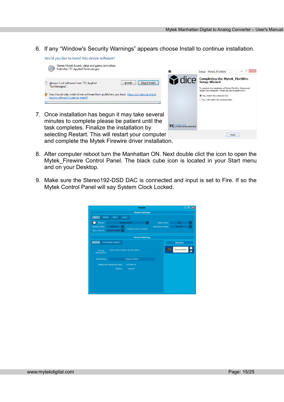 Mytek Digital Manhattan DAC (v.1.3) User Manual | Page 16 / 26