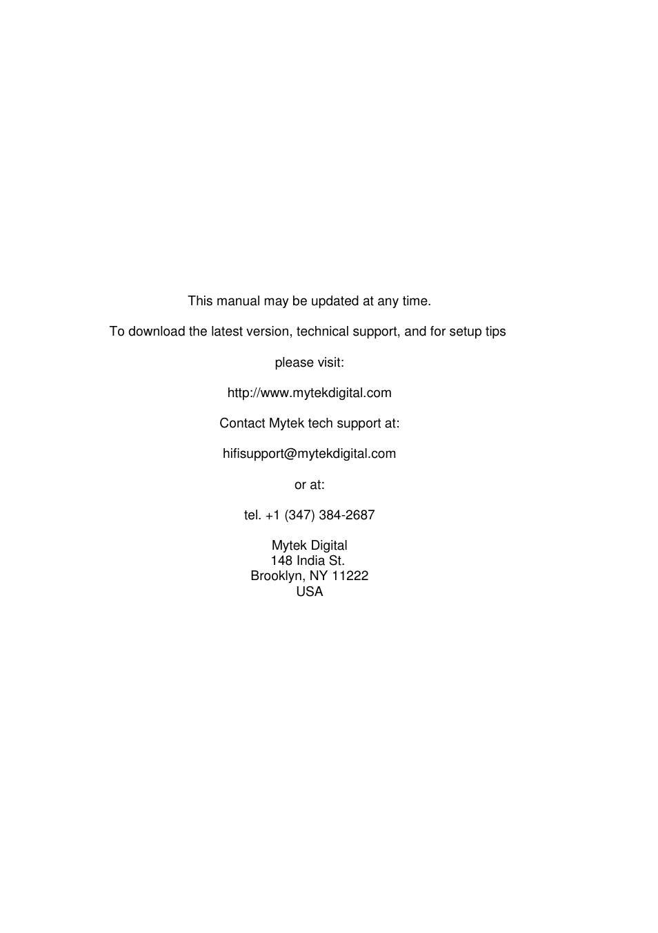 Mytek Digital Stereo 192-DSD DAC (v.2.0) User Manual | Page 2 / 48