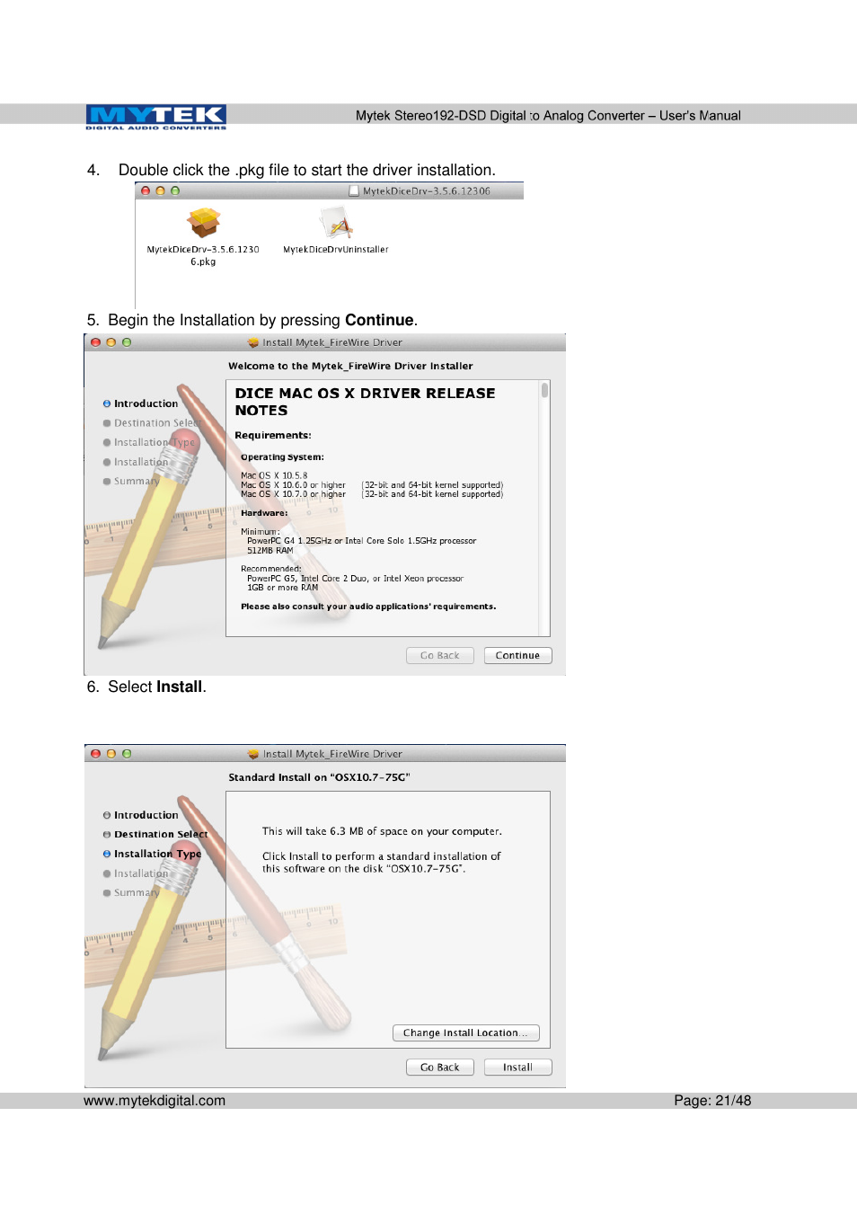 Mytek Digital Stereo 192-DSD DAC (v.2.0) User Manual | Page 21 / 48