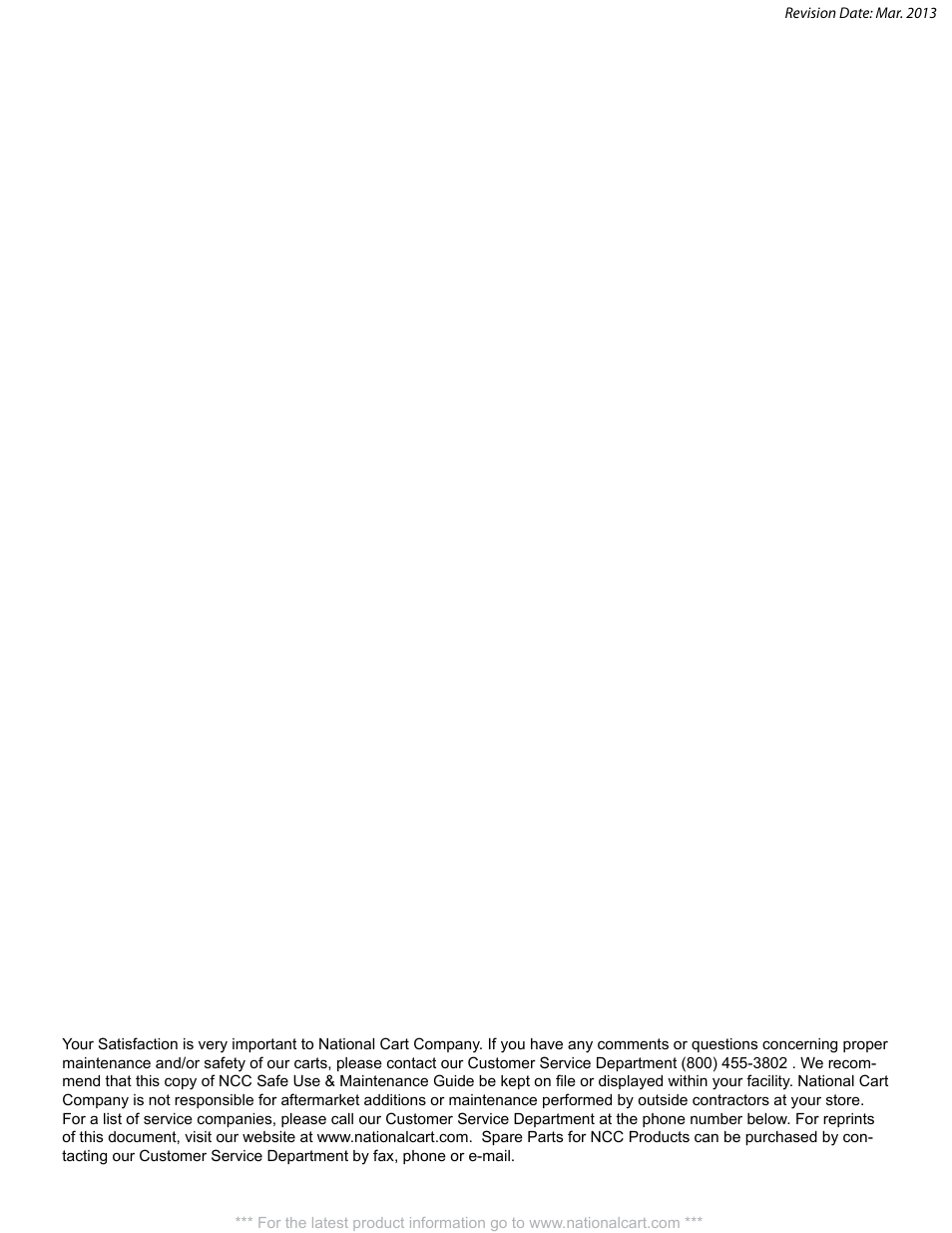 National Cart 1660-DD HEAVY DUTY U-BOAT User Manual | Page 8 / 8