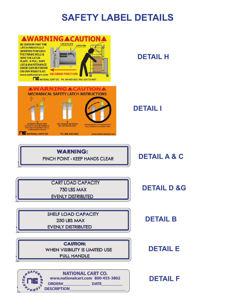 Safety label details | National Cart ST- ROCKET CART User Manual | Page 5 / 8