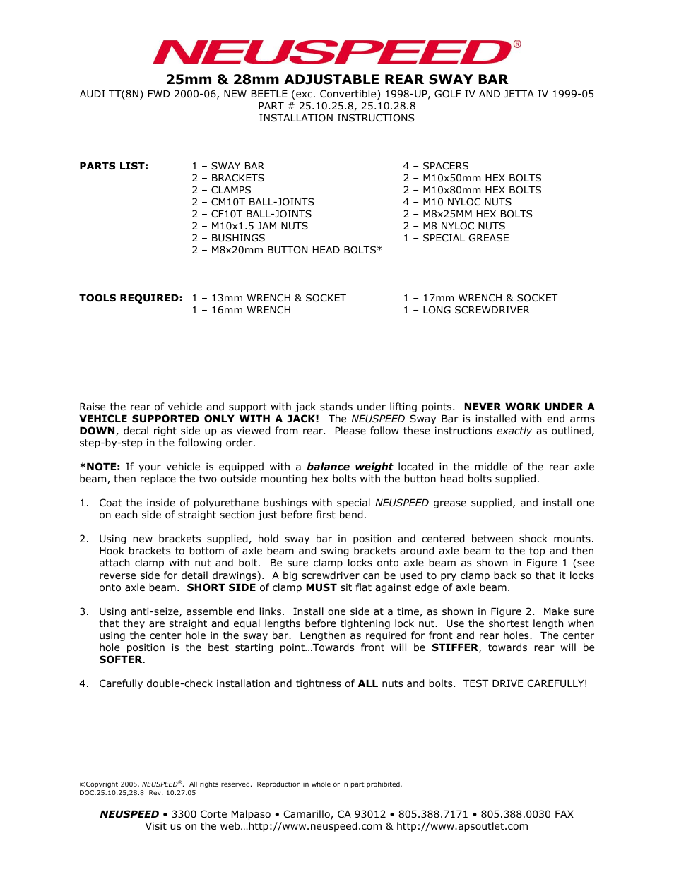 Neuspeed 25.10.25.8 User Manual | 2 pages