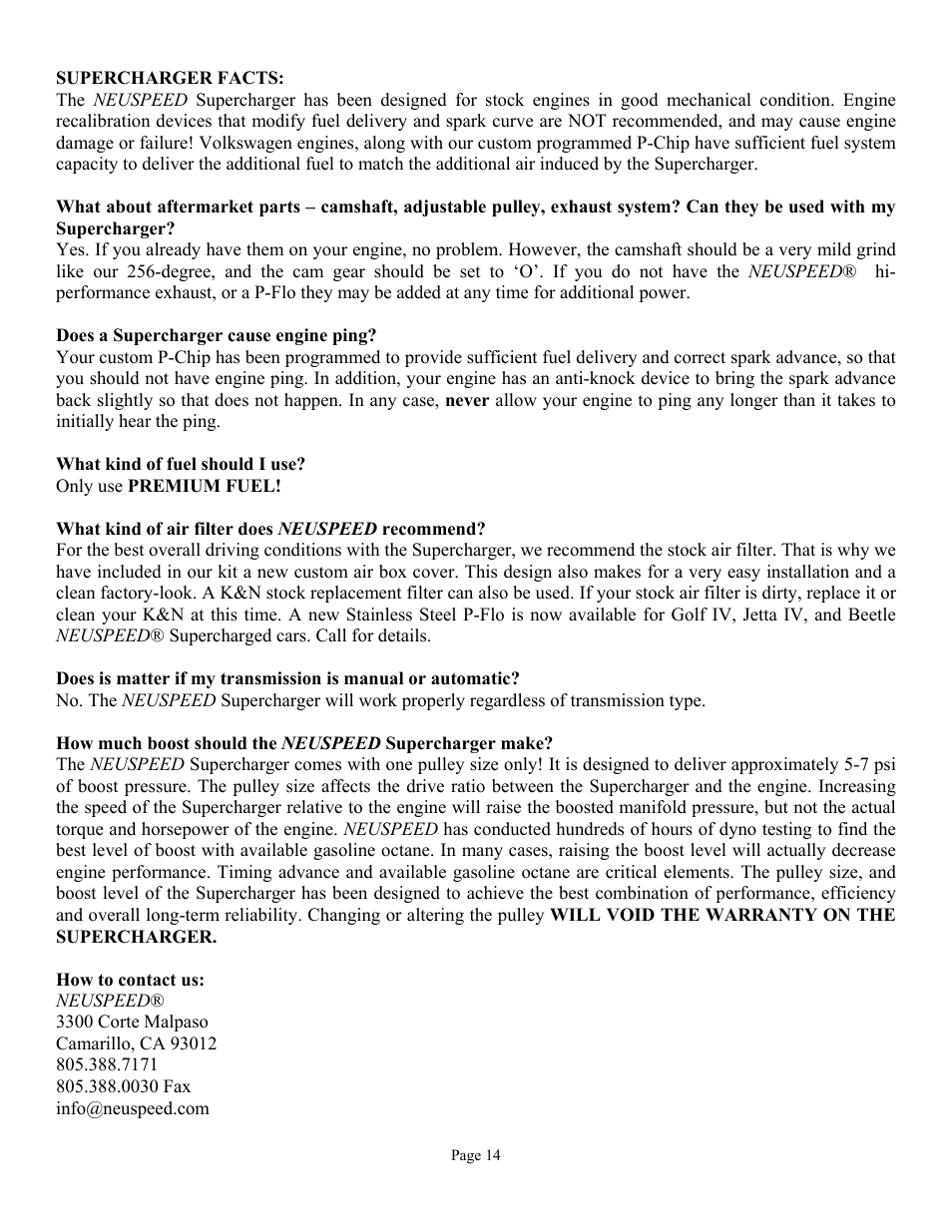 Neuspeed 49.10.95 User Manual | Page 14 / 15