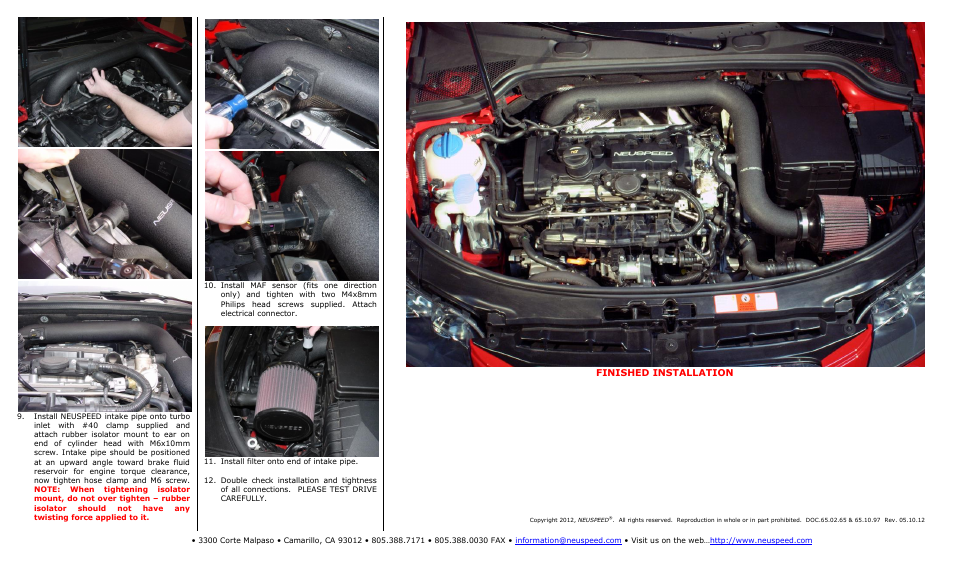 Finished installation | Neuspeed 65.10.97 User Manual | Page 2 / 2