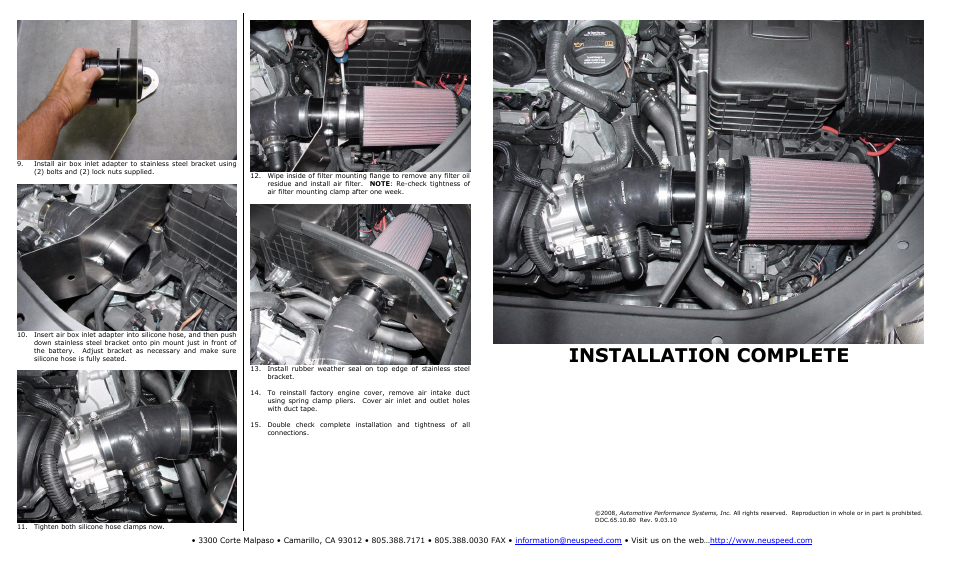 Installation complete | Neuspeed 65.10.80 User Manual | Page 2 / 2
