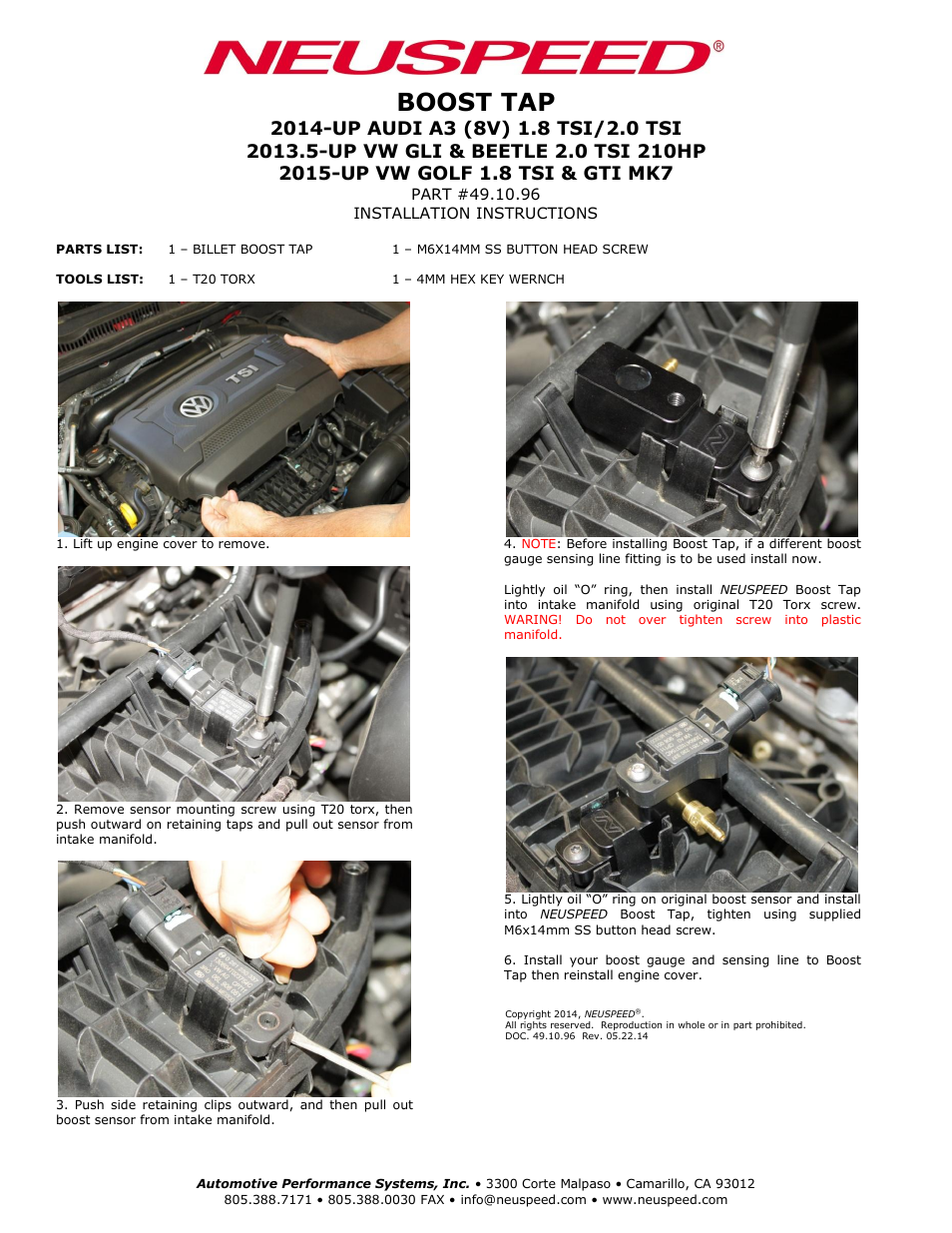 Neuspeed 49.10.96 User Manual | 1 page