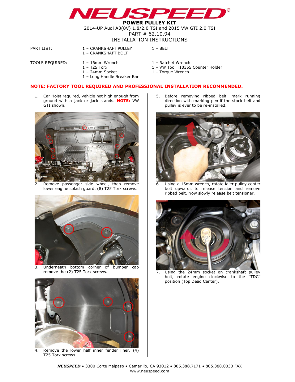 Neuspeed 62.10.94 User Manual | 2 pages