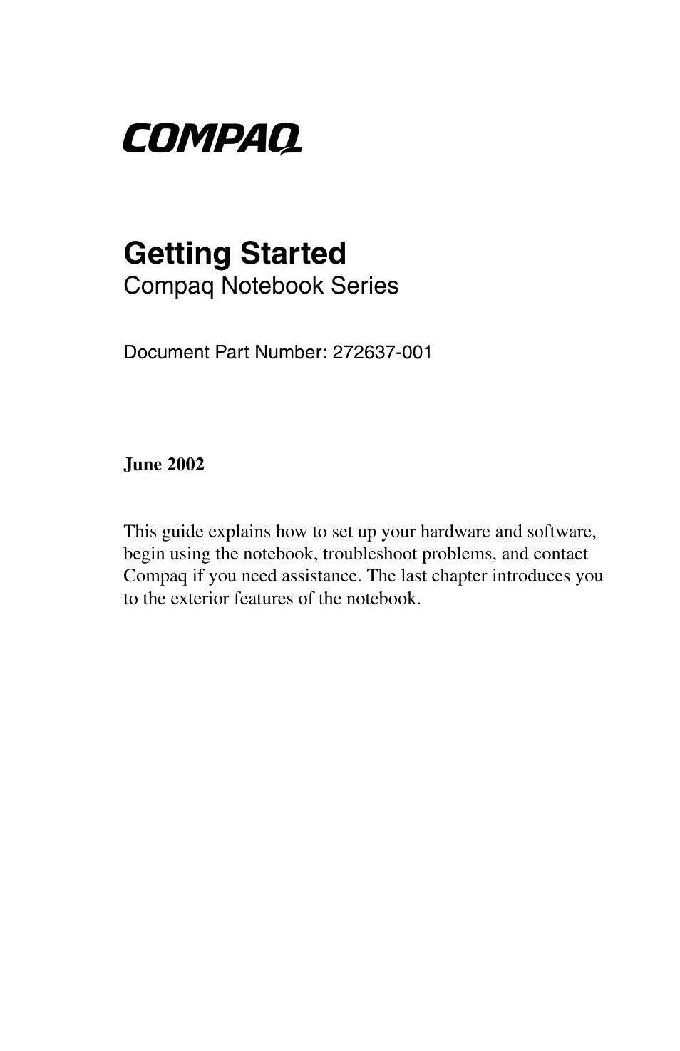 Compaq Notebook Series User Manual | 56 pages
