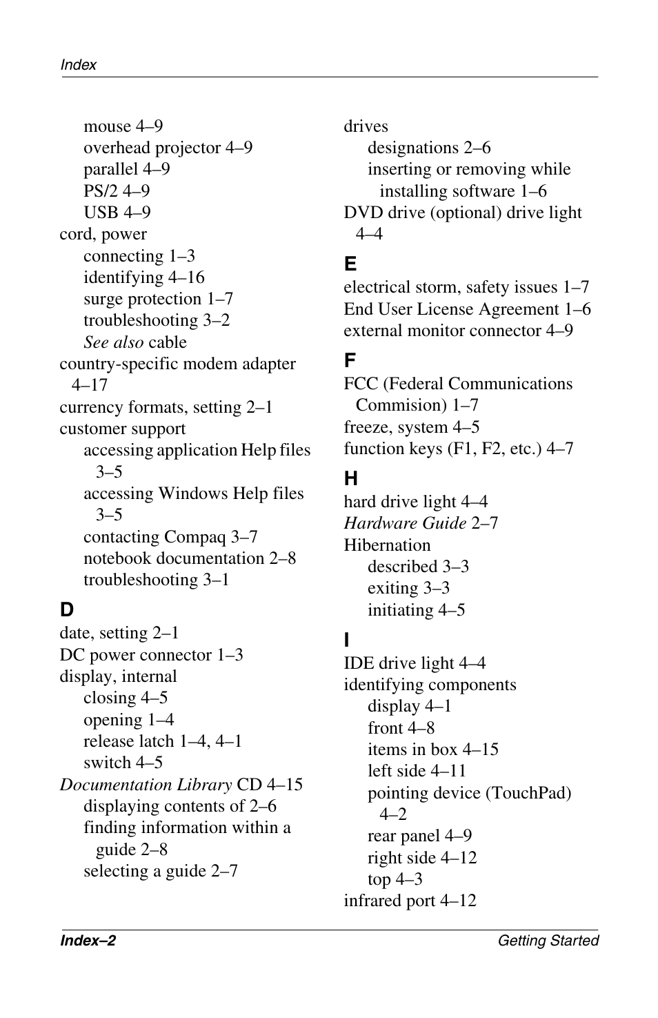 Compaq Notebook Series User Manual | Page 52 / 56
