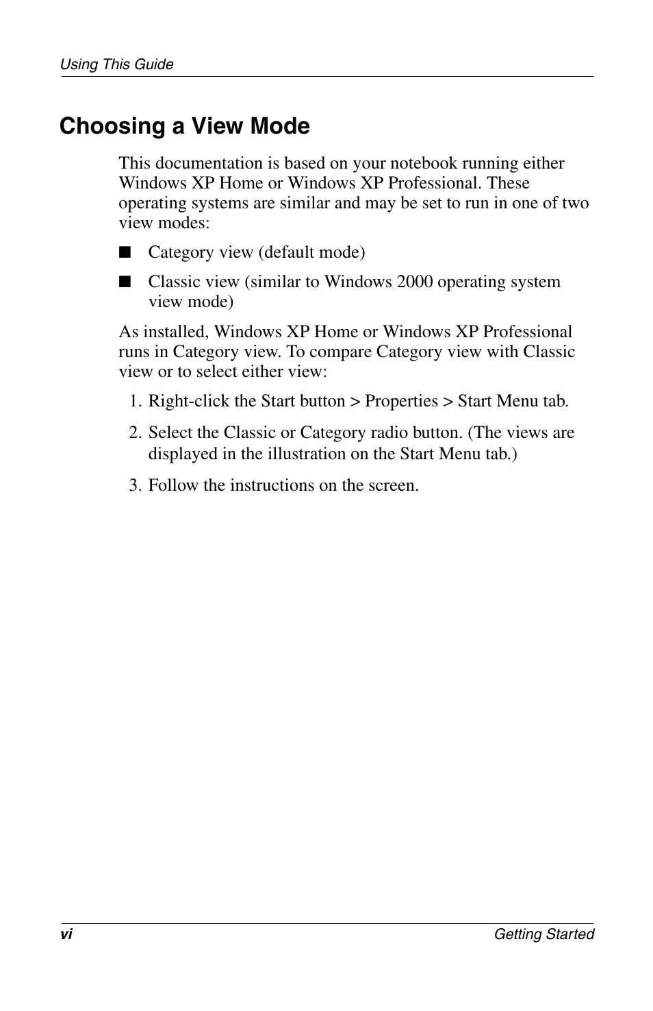 Choosing a view mode | Compaq Notebook Series User Manual | Page 6 / 56