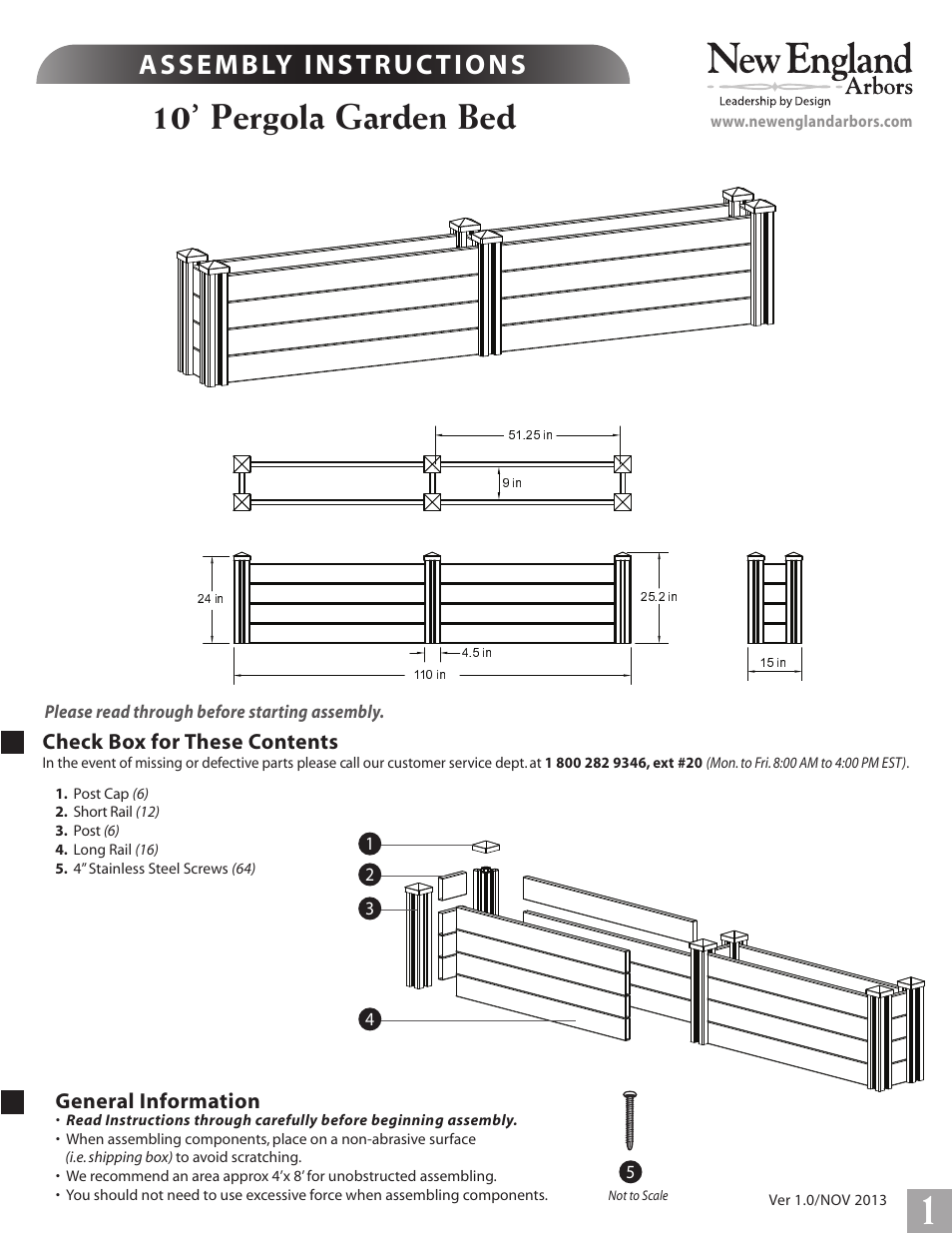 New England Arbors Pergola Planter User Manual | 3 pages