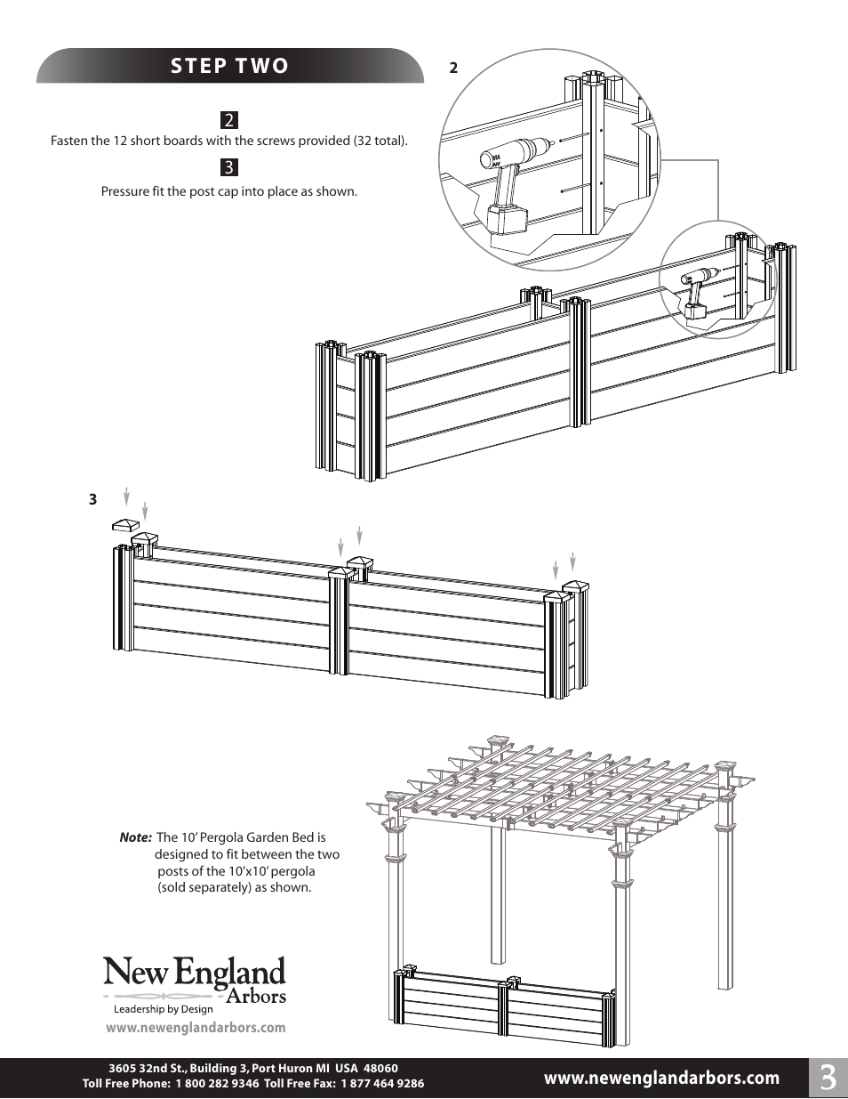 10' pergola garden bed pg03 | New England Arbors Pergola Planter User Manual | Page 3 / 3