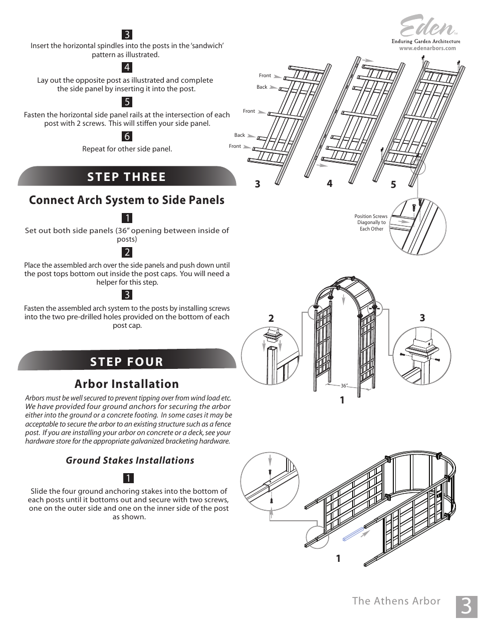 Arbor installation, The athens arbor | New England Arbors VA68111 User Manual | Page 3 / 4