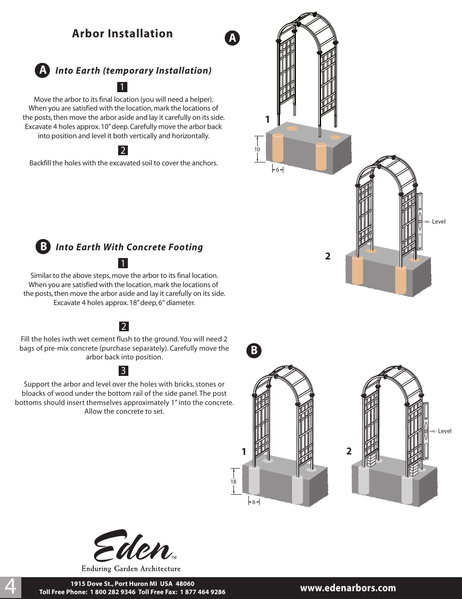 Arbor installation a | New England Arbors VA68111 User Manual | Page 4 / 4