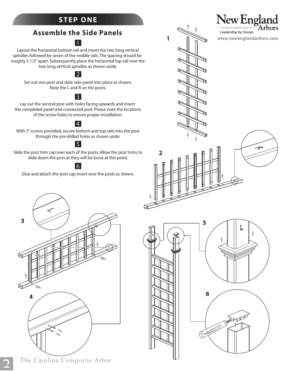 Assemble the side panels | New England Arbors VA84070 User Manual | Page 2 / 5