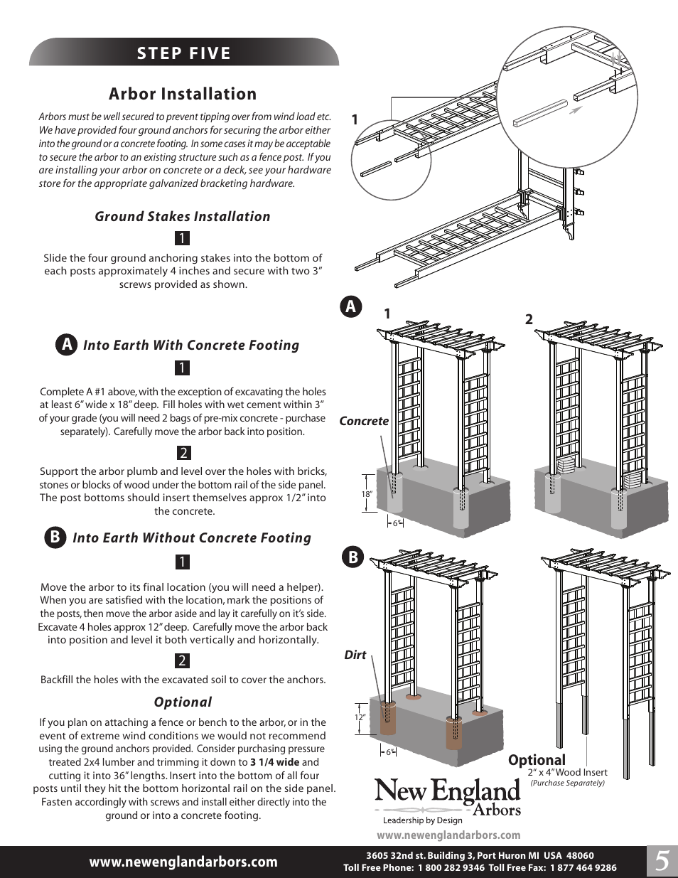 Arbor installation | New England Arbors VA84070 User Manual | Page 5 / 5