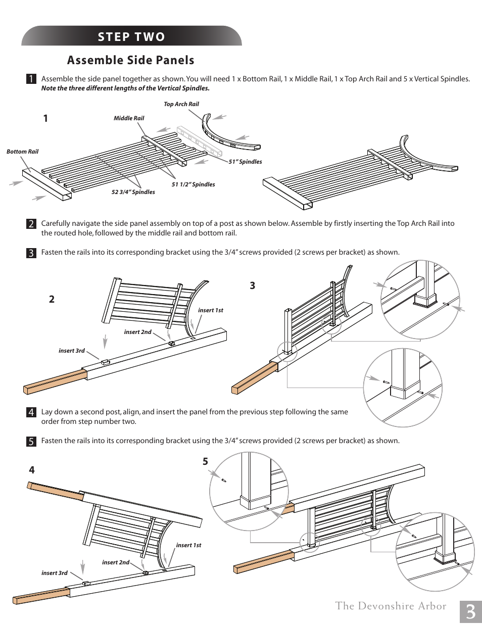 Assemble side panels | New England Arbors VA84254 User Manual | Page 3 / 7
