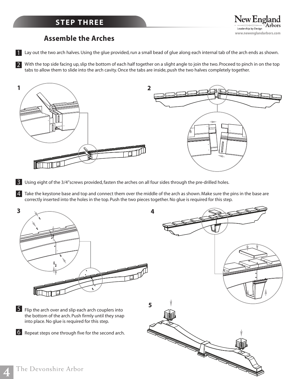 Assemble the arches | New England Arbors VA84254 User Manual | Page 4 / 7