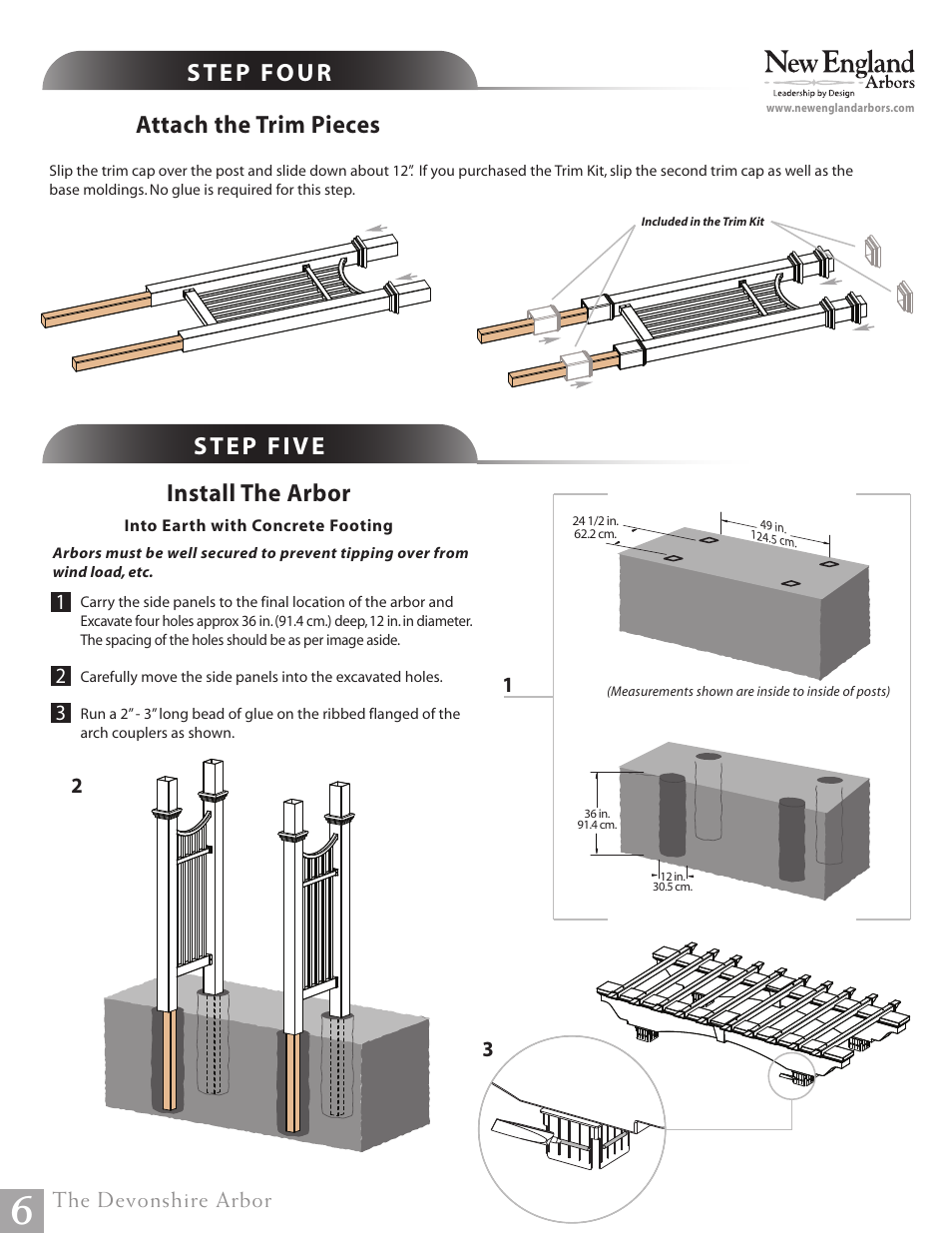 Attach the trim pieces | New England Arbors VA84254 User Manual | Page 6 / 7