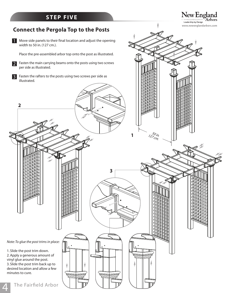 Connect the pergola top to the posts | New England Arbors VA84226 User Manual | Page 4 / 5