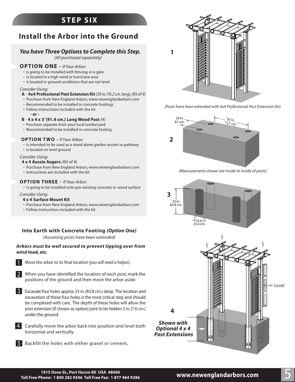 You have three options to complete this step | New England Arbors VA84226 User Manual | Page 5 / 5