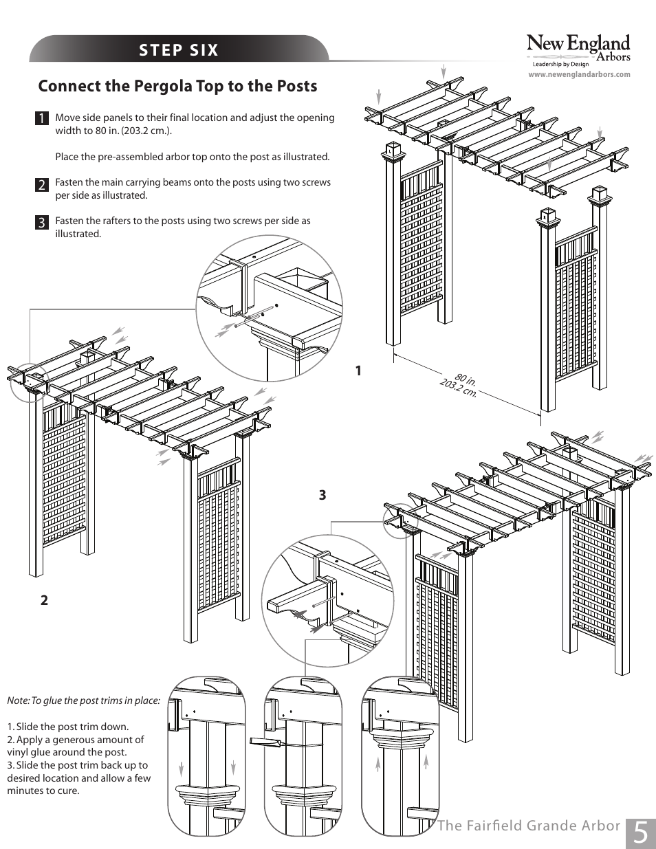 Connect the pergola top to the posts | New England Arbors VA84231 User Manual | Page 5 / 6