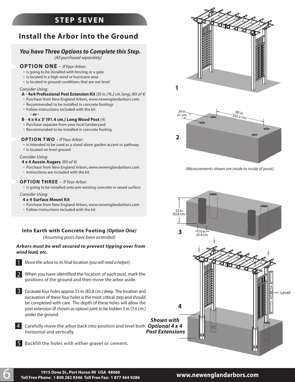 You have three options to complete this step | New England Arbors VA84231 User Manual | Page 6 / 6