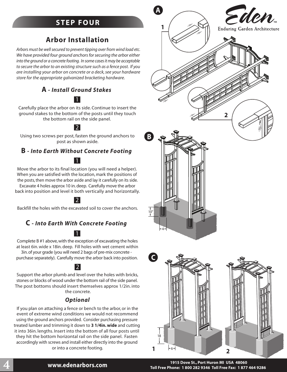 Arbor installation | New England Arbors VA68133 User Manual | Page 4 / 4