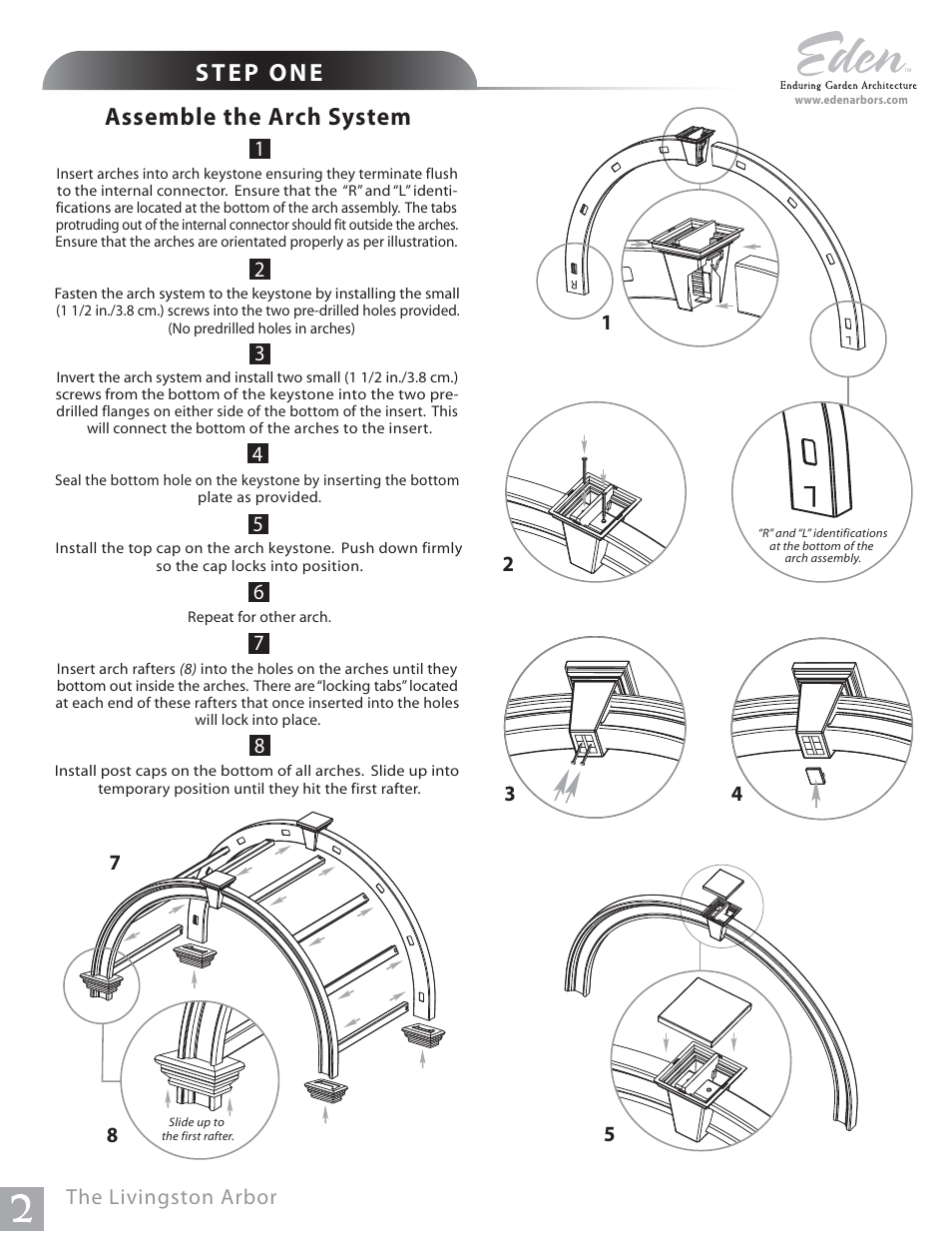 Assemble the arch system | New England Arbors VA68103 User Manual | Page 2 / 4