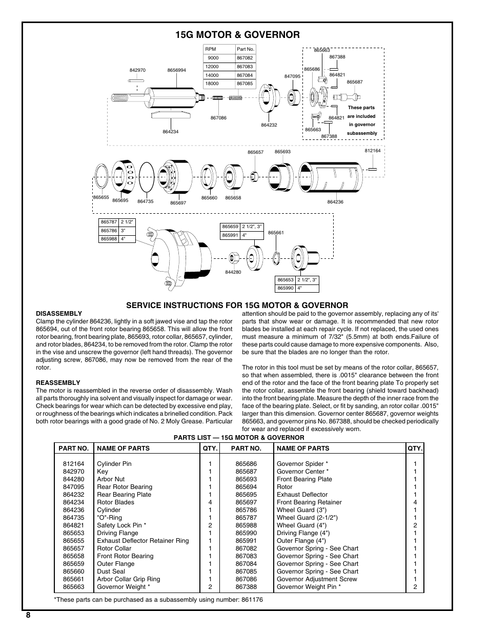 15g motor & governor, Service instructions for 15g motor & governor | Cooper Bussmann Cleco 15G Series User Manual | Page 8 / 12