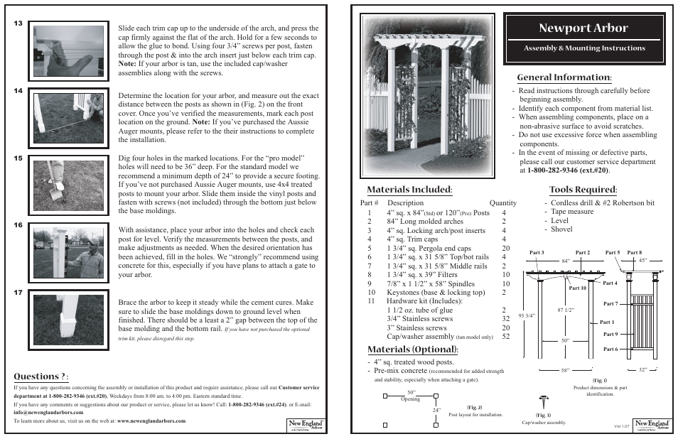 New England Arbors VA84027 User Manual | 2 pages
