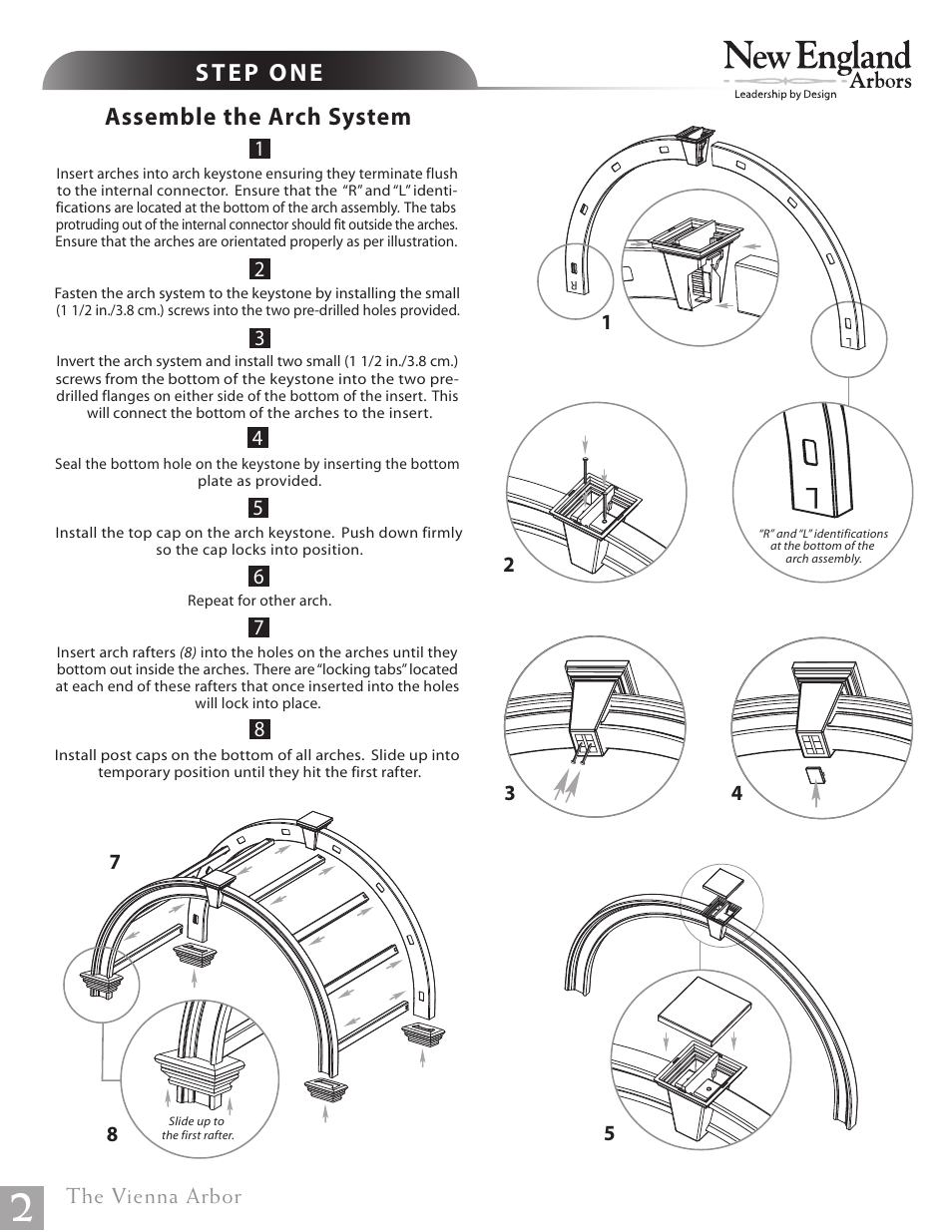 Assemble the arch system | New England Arbors VA68144 User Manual | Page 2 / 4