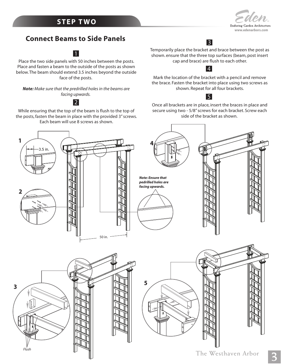 Connect beams to side panels | New England Arbors VA68233 User Manual | Page 3 / 5