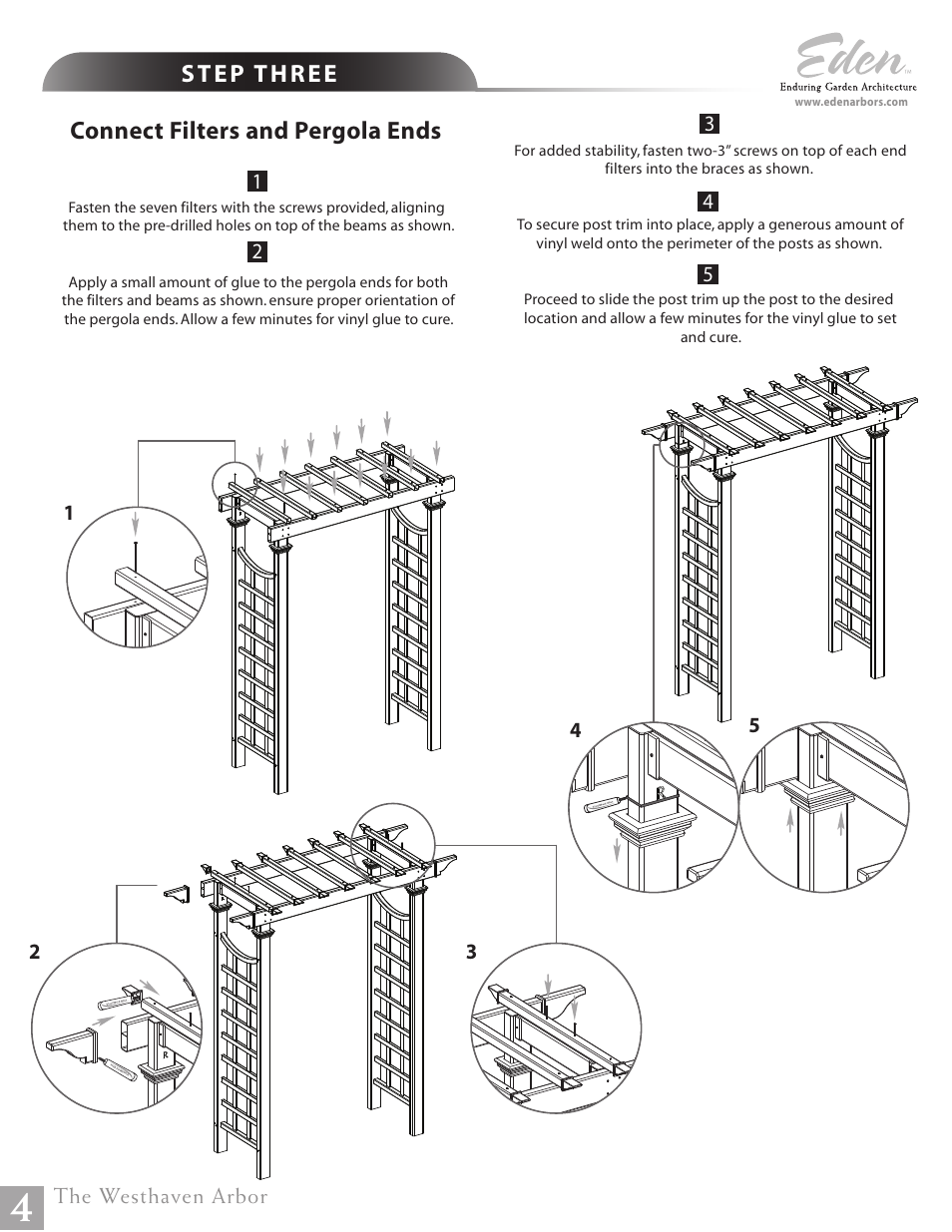 Connect filters and pergola ends | New England Arbors VA68233 User Manual | Page 4 / 5