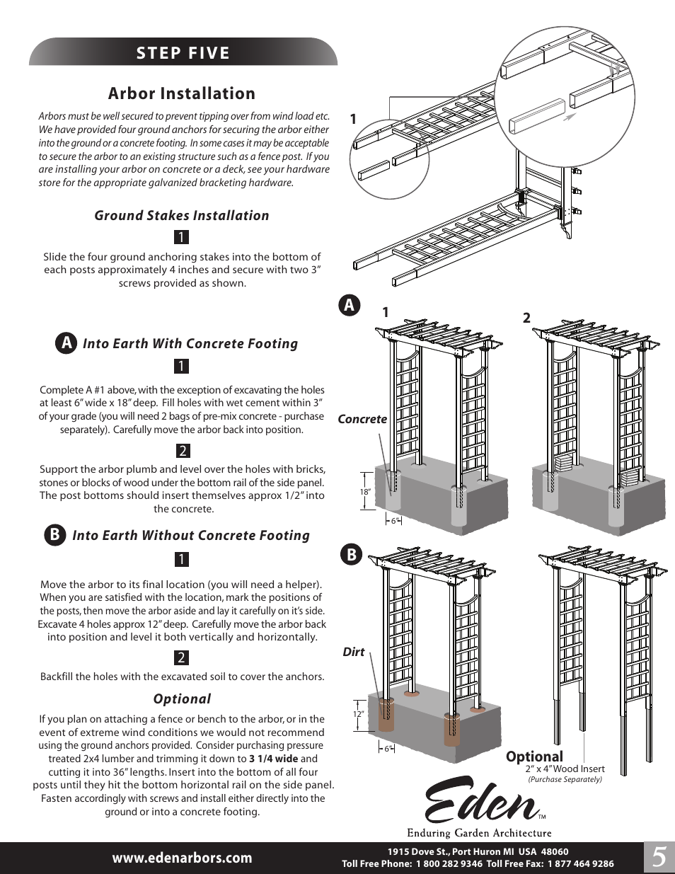 Arbor installation | New England Arbors VA68233 User Manual | Page 5 / 5