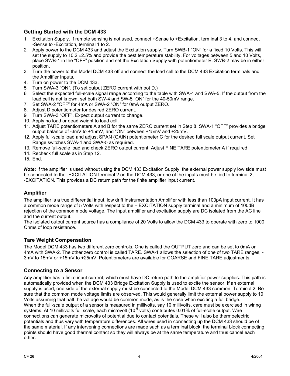 Cooper Instruments & Systems DCM 433 Current Bridge Amplifier User Manual | Page 4 / 7