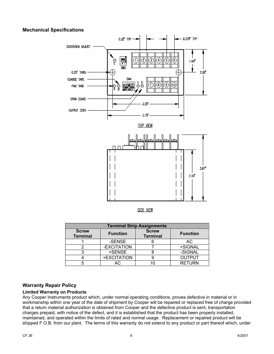 Cooper Instruments & Systems DCM 433 Current Bridge Amplifier User Manual | Page 6 / 7