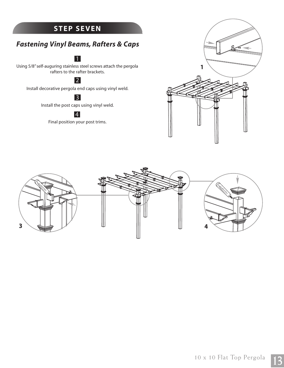 Flat top pergola pg13 | New England Arbors VA84045 User Manual | Page 13 / 19