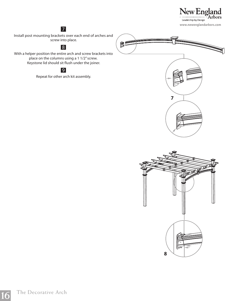 Flat top pergola pg16 | New England Arbors VA84045 User Manual | Page 16 / 19