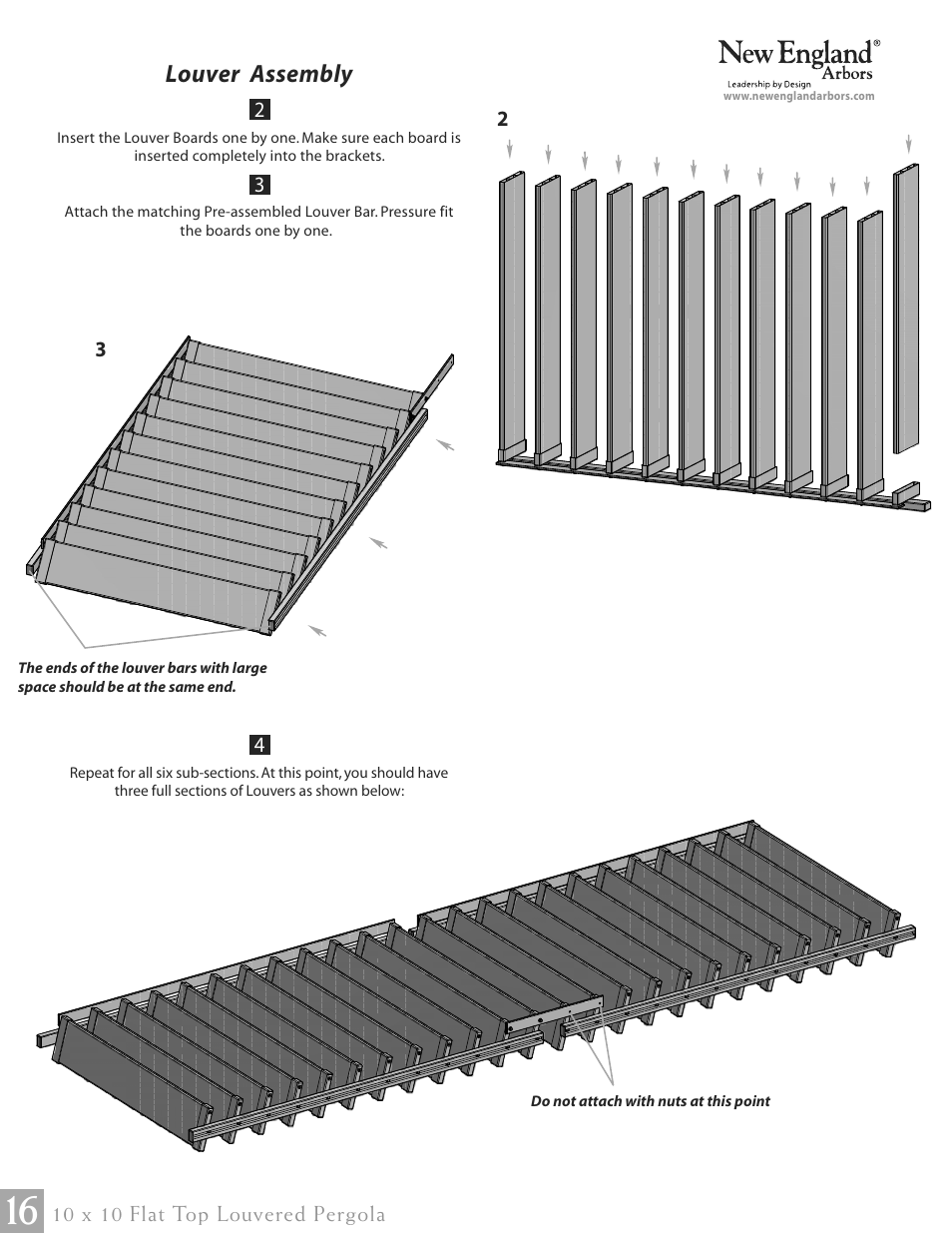 Louver assembly | New England Arbors VA42062 User Manual | Page 16 / 23