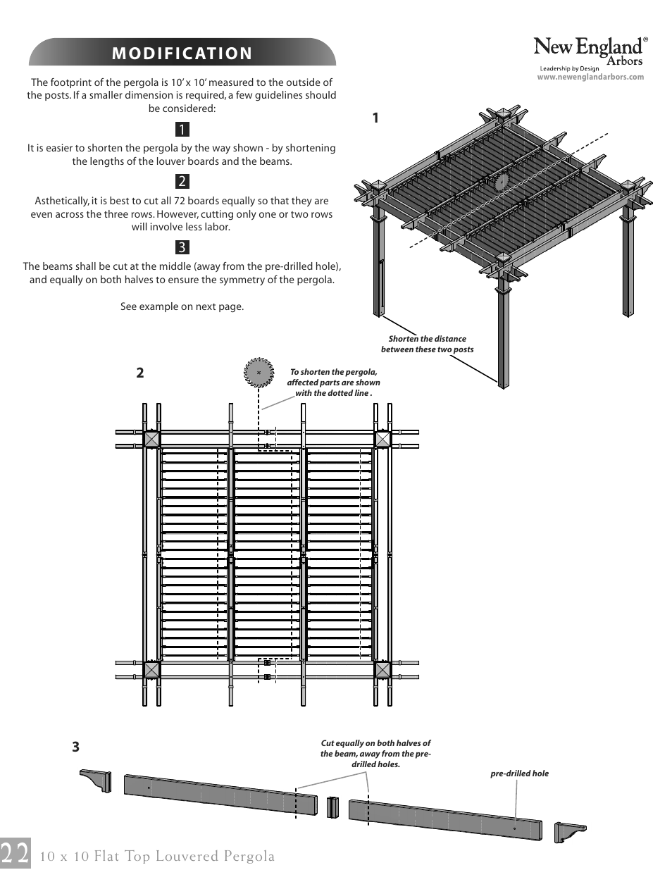 10 x 10 flat top louvered pergola | New England Arbors VA42062 User Manual | Page 22 / 23