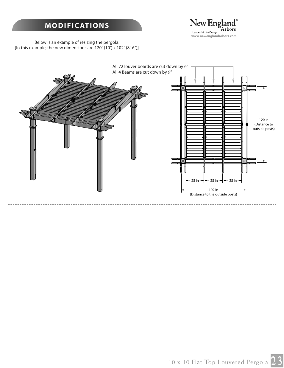 10 x 10 flat top louvered pergola | New England Arbors VA42062 User Manual | Page 23 / 23